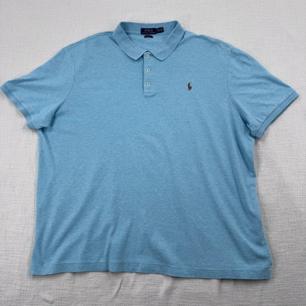 Polo Ralph Lauren Shirt Men XXL Heather Blue Big Pony Classic Fit Soft Cotton - Picture 2 of 9